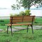 Acacia Wood Outdoor Bench for 2 with Metal Frame, Curved Seat, 800 lbs Capacity, Natural Black